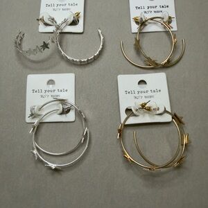 (All 4) Starry Gold and Silver Hoop Earrings